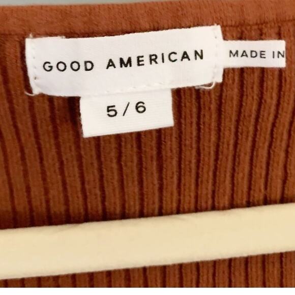 Good American Twisted Shoulder Ribbed Tank Top NWT XL Brown Tortoise Shell - Picture 7 of 9